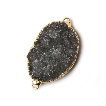 29x21x6mm Gold Leafed Smoky Grey Agate Drusy Connector Focal 1 Bead (ONLINE ORDER ONLY)
