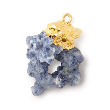 29x23mm Gold Leafed Blue Jammu Sapphire Natural Crystal 1 Pendant (ONLINE ORDER ONLY)