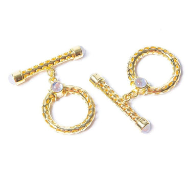 29x23mm Rainbow Moonstone Cabochon Filigree Vermeil Toggle 1 piece (ONLINE ORDER ONLY)