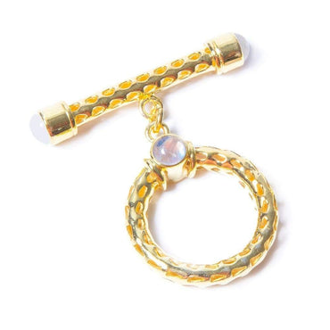 29x23mm Rainbow Moonstone Cabochon Filigree Vermeil Toggle 1 piece (ONLINE ORDER ONLY)