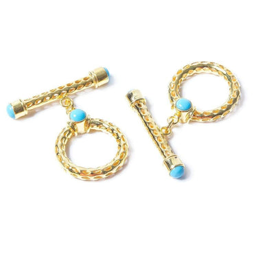 29x23mm Turquoise Cabochon Filigree Vermeil Toggle 1 piece (ONLINE ORDER ONLY)