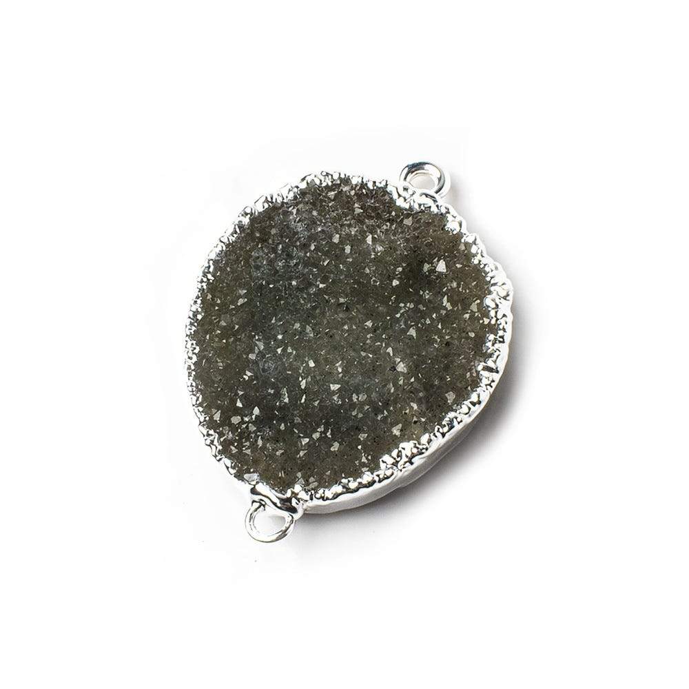 29x23x5mm Silver Leaf Gray Agate Drusy Free Shape Connector 1 piece (ONLINE ORDER ONLY)