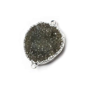 29x23x5mm Silver Leaf Gray Agate Drusy Free Shape Connector 1 piece (ONLINE ORDER ONLY)
