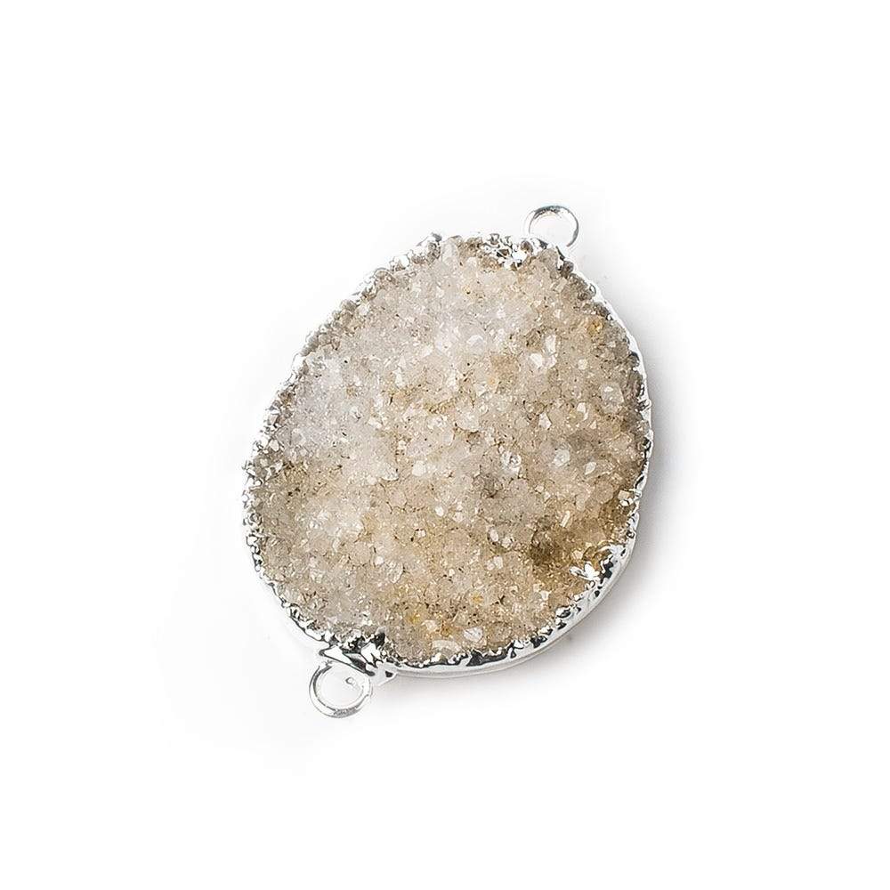 29x23x6mm Silver Leaf Sand Beige Agate Drusy Free Shape Connector 1 piece (ONLINE ORDER ONLY)