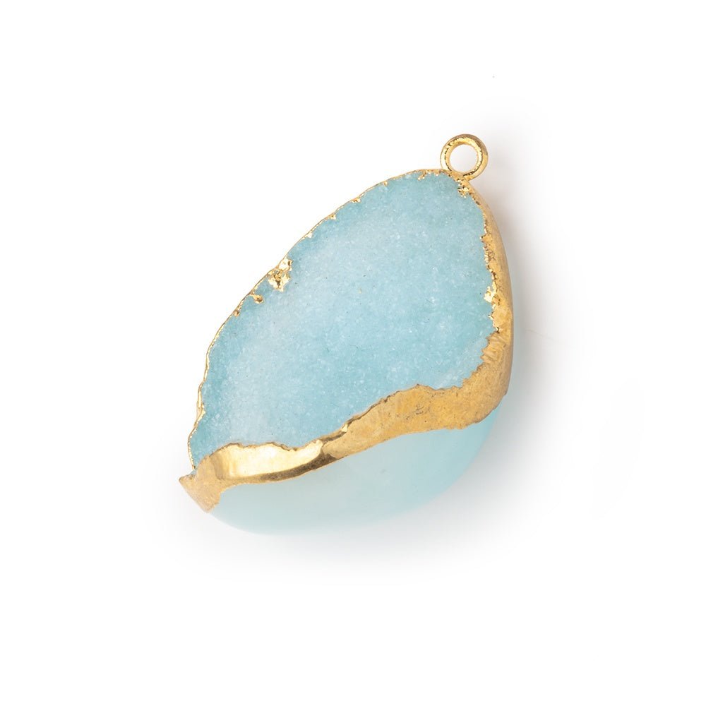 29x24mm Gold Leafed Powder Blue Concave Drusy Pendant 1 focal piece (ONLINE ORDER ONLY)