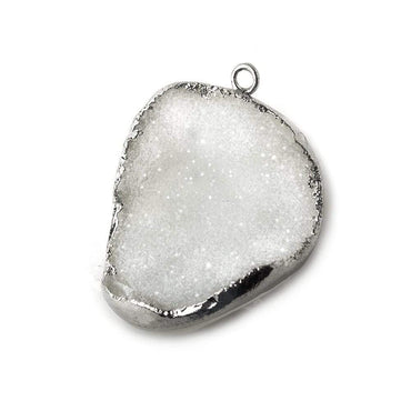 29x24x11mm Silver Leaf White Agate Drusy Concave Pendant (ONLINE ORDER ONLY)