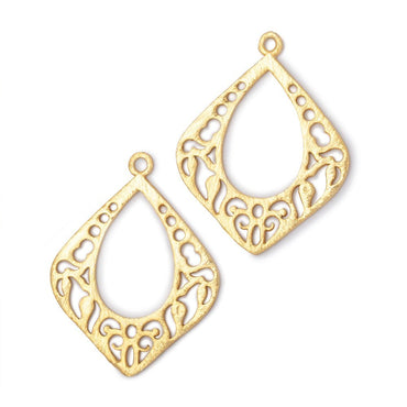 29x25mm Brushed Filigree Diamond Charm Set of 2 pieces (ONLINE ORDER ONLY)