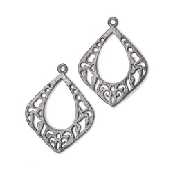 29x25mm Brushed Filigree Diamond Charm Set of 2 pieces