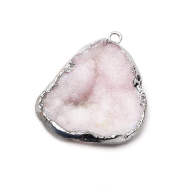 29x25x12mm Silver Leafed Soft Pink Agate Drusy Pendant 1 Focal Bead (ONLINE ORDER ONLY)