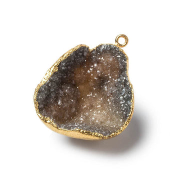 29x26x13mm Gold Leafed Smoky Brown Concave Drusy Focal Pendant 1 piece (ONLINE ORDER ONLY)