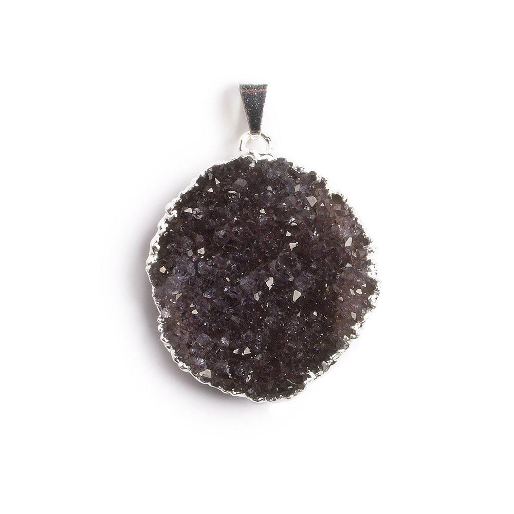 29x27mm Silver Leaf Edged Amethyst Freeshape Drusy with Bail 1 piece (ONLINE ORDER ONLY)