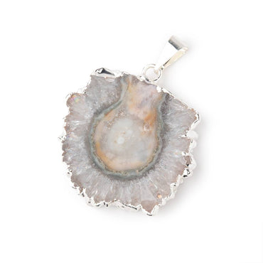 29x31mm Silver Leafed Amethyst Solar Quartz Slice Pendant 1 focal piece (ONLINE ORDER ONLY)