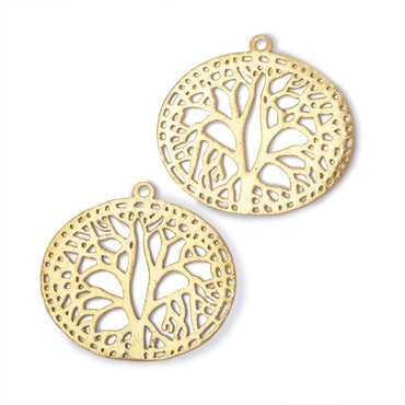 29x35mm Brushed Filigree Oval Charm Set of 2 pieces (ONLINE ORDER ONLY)