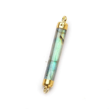 29x5mm Gold Leafed Labradorite plain barrel Connector 1 piece (ONLINE ORDER ONLY)