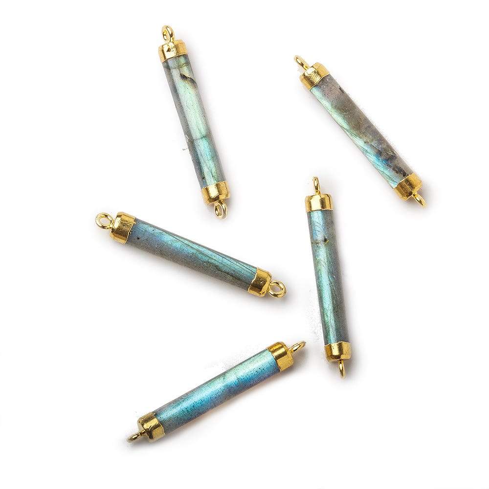 29x5mm Gold Leafed Labradorite plain barrel Connector 1 piece (ONLINE ORDER ONLY)