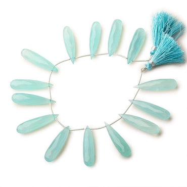 29x8mm Seafoam Blue Chalcedony elongated faceted tear drops 8 inch 14 beads (ONLINE ORDER ONLY)