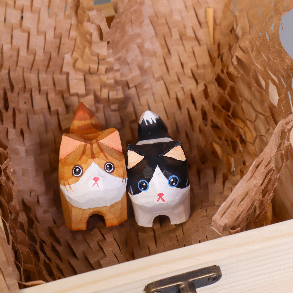 Hand-Carved Wooden Cats, Personalized Gift for Cat Lovers (ONLINE ORDER ONLY)