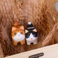 Hand-Carved Wooden Cats, Personalized Gift for Cat Lovers (ONLINE ORDER ONLY)