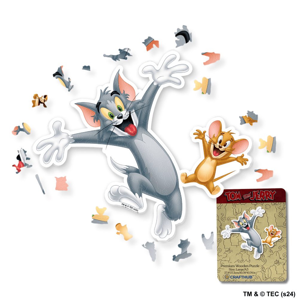Cheerful Tom & Jerry Wooden Jigsaw Puzzle