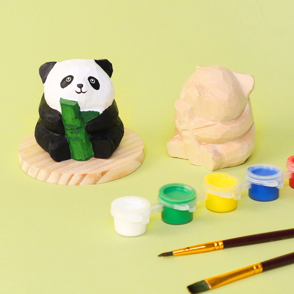 Paint Your Own Wooden Panda Kit – Hand-Carved DIY Painting Craft with Accessories, Cute Decor for Panda Lovers (ONLINE ORDER ONLY)