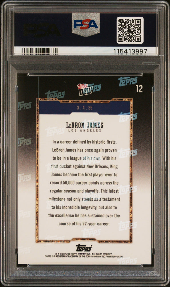 Graded 2024 Topps Now LeBron James #12 Basketball Card PSA 9 Mint (ONLINE ORDER ONLY)