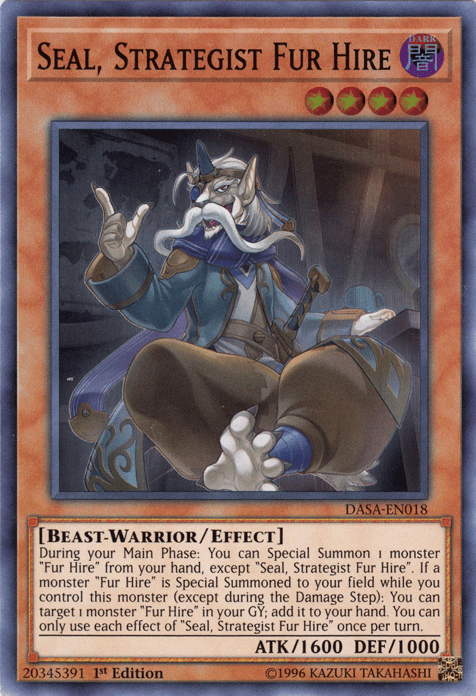Seal, Strategist Fur Hire [DASA-EN018] Super Rare (ONLINE ORDER ONLY)