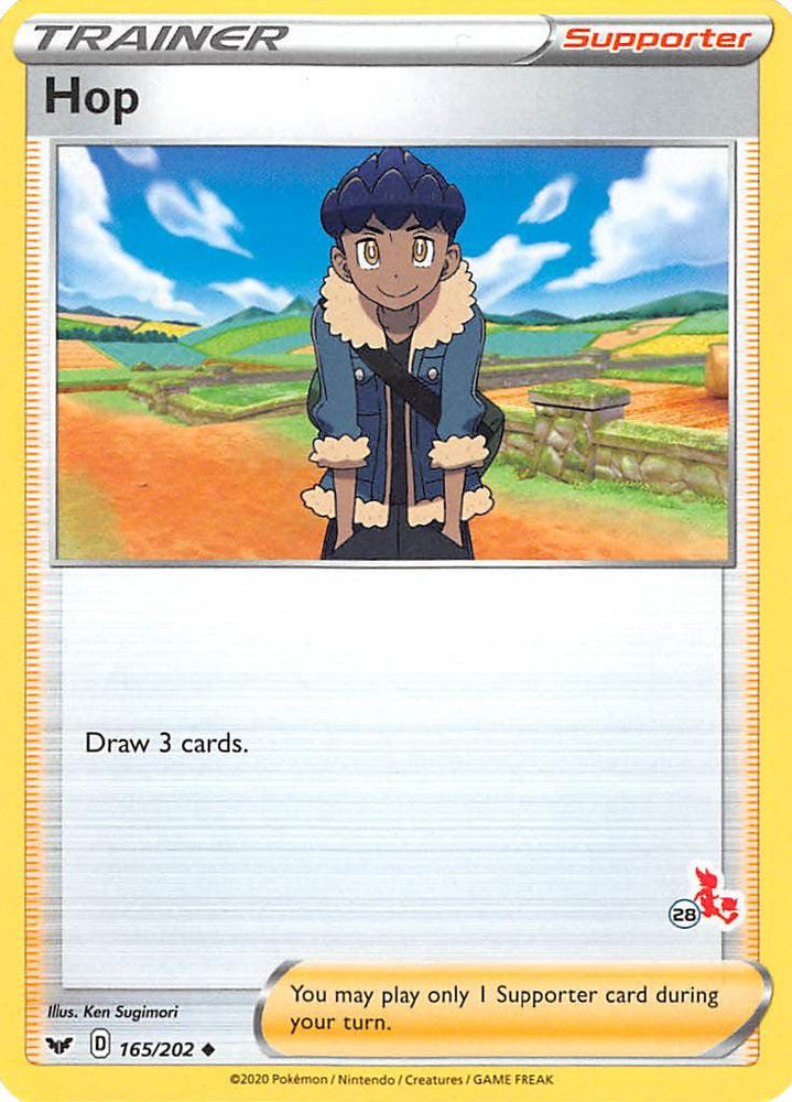 Hop (165/202) (Cinderace Stamp #28) [Battle Academy 2022] (Online Only)