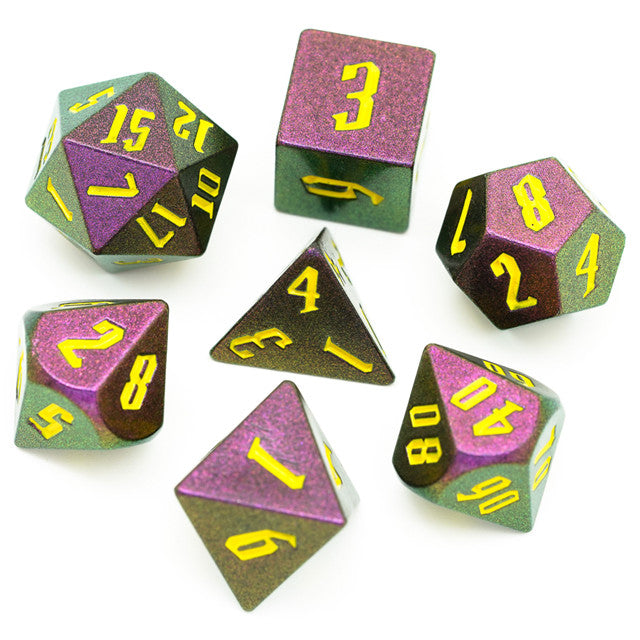 Rose Red Monster Glitter DND Dice (Rose Red&Green&Golden) 7-Dice Dungeons and Dragons Dice (Online Only)