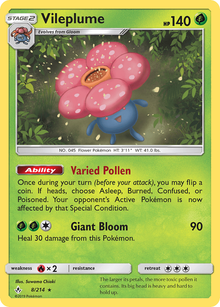 Vileplume (8/214) [Sun & Moon: Unbroken Bonds] (Online Only)