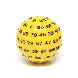 "Yellow" Single 100 Sided Polyhedral Dice (D100) | Solid Yellow Color (45mm) Black (Online Only)