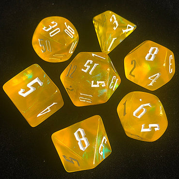 'Glitter Party' Yellow Glitter Dice (White font) (Online Only)