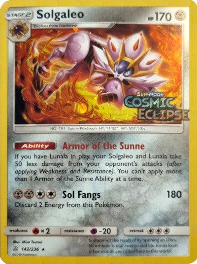 Solgaleo (142/236) (Cosmos Holo) [Sun & Moon: Cosmic Eclipse] (Online Only)