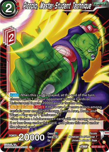 Piccolo, Master-Student Technique (Starter Deck Exclusive) (SD21-02) [Power Absorbed] (ONLINE ORDER ONLY)