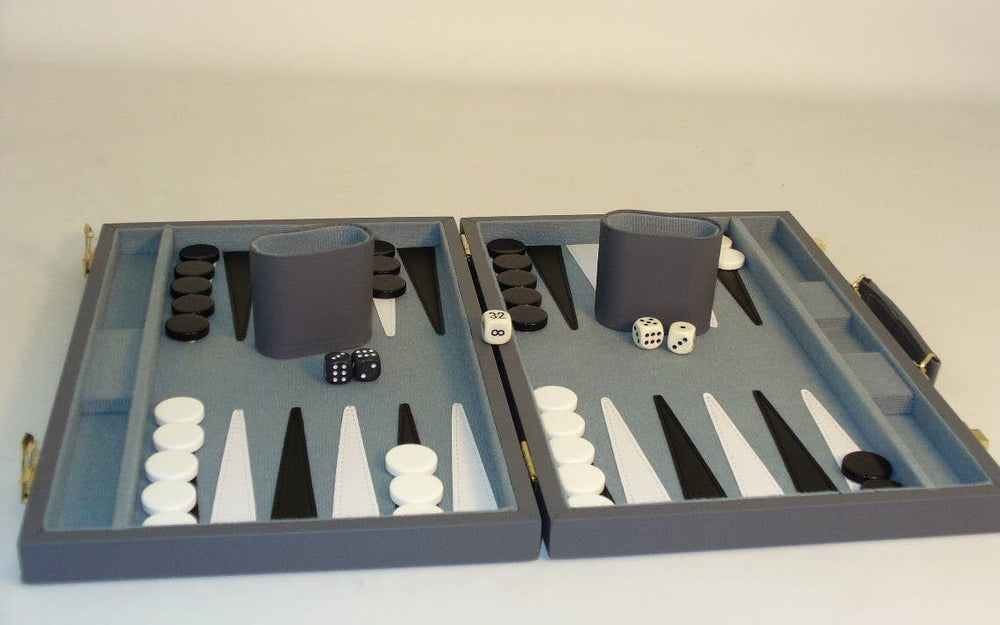 Backgammon- 18" Grey Vinyl Backgammon Set (ONLINE ORDER ONLY)