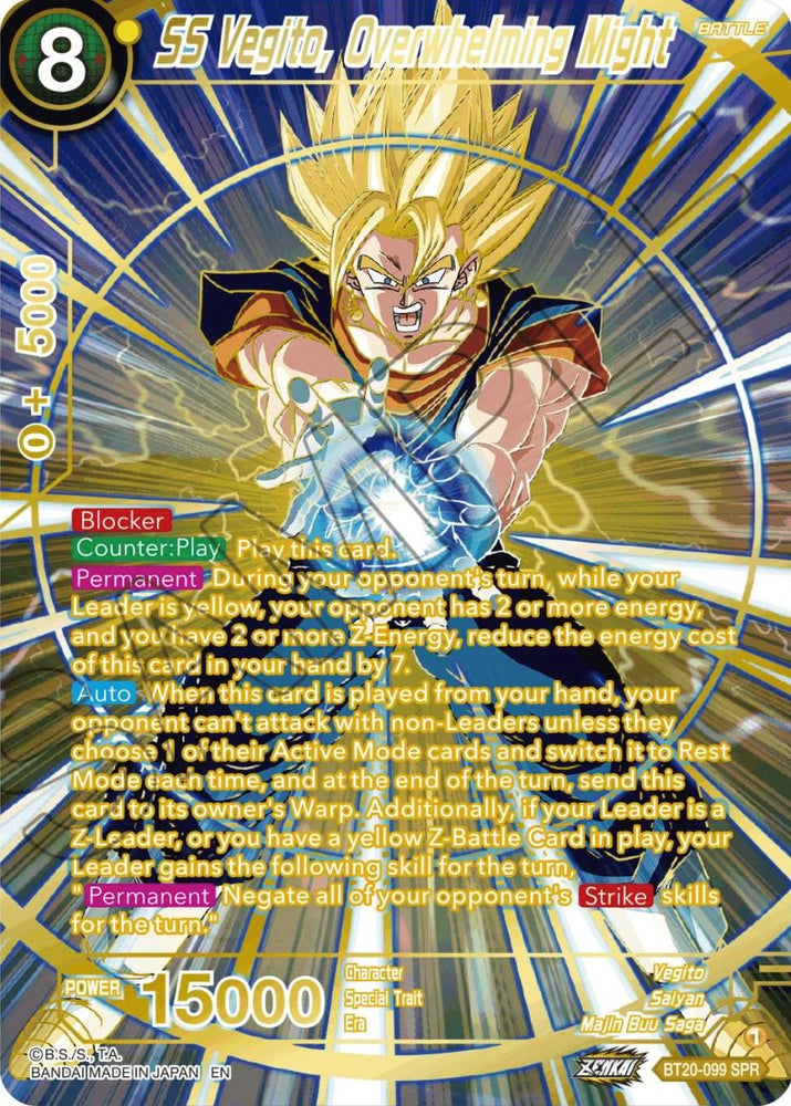 SS Vegito, Overwhelming Might (SPR) (BT20-099) [Power Absorbed] (ONLINE ORDER ONLY)