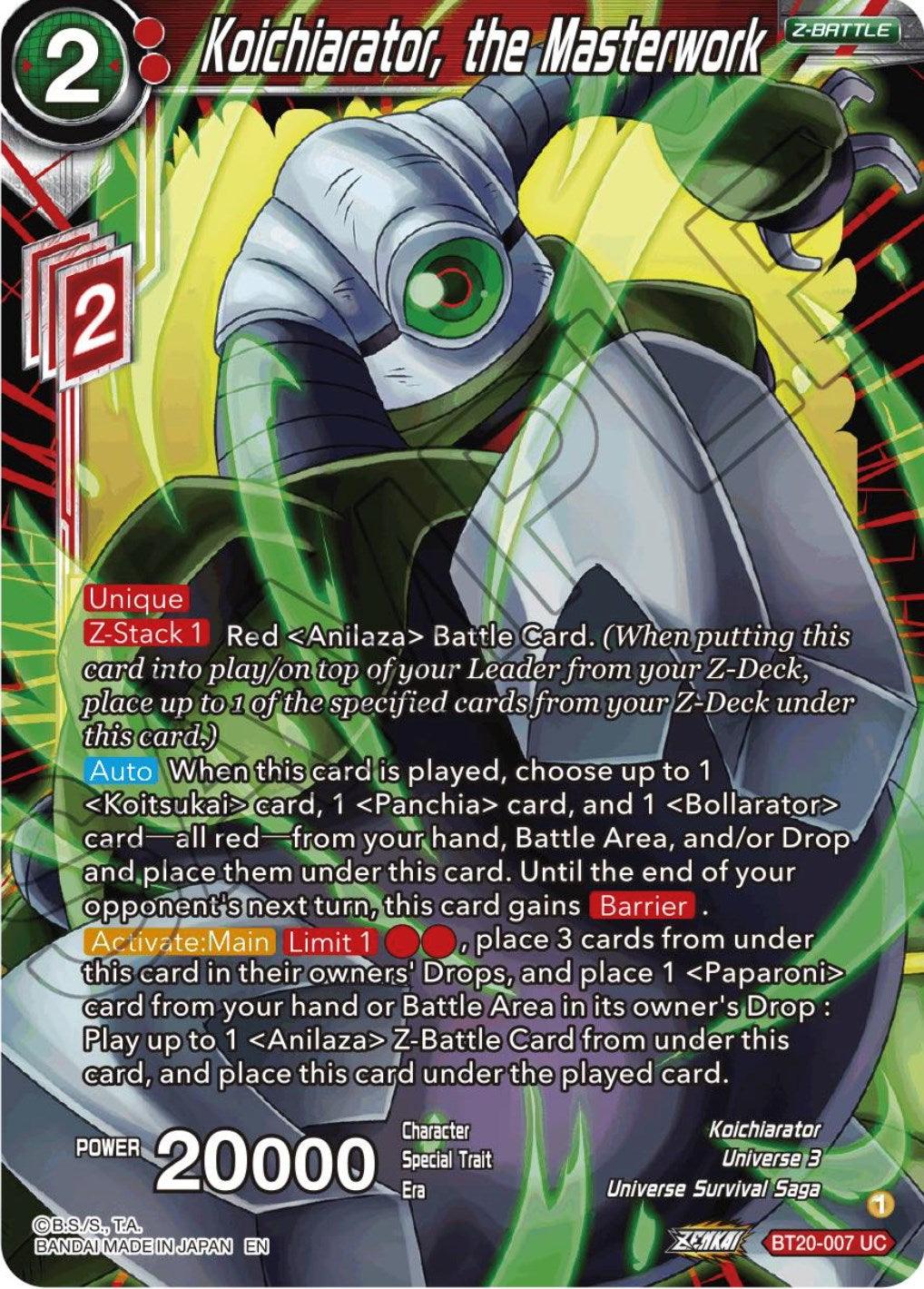 Koichiarator, the Masterwork (BT20-007) [Power Absorbed] (ONLINE ORDER ONLY)