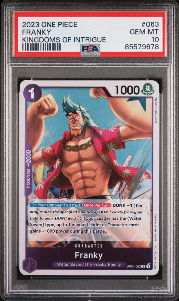 2023 ONE PIECE KINGDOMS OF INTRIGUE FRANKY #63 - PSA GEM MT 10 (Online Order Only)