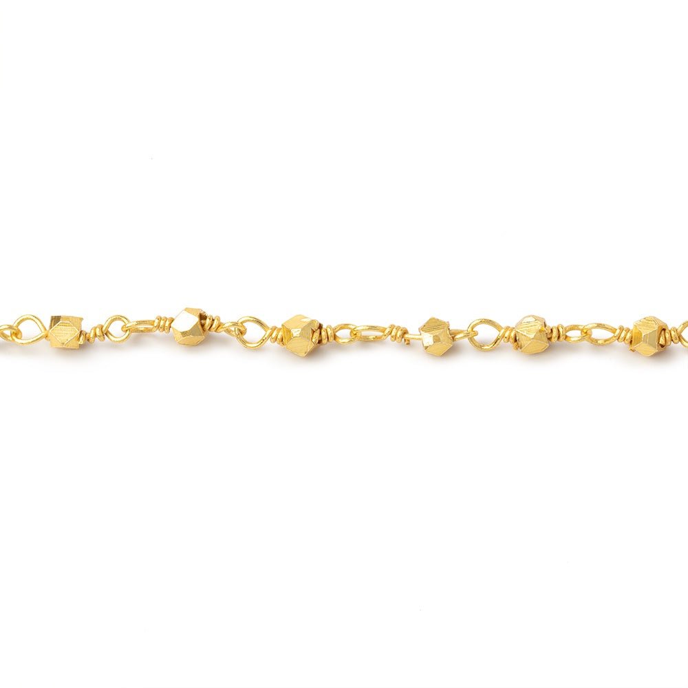 2mm 22kt Gold plated Copper Faceted Nuggets on Gold plated Chain (ONLINE ORDER ONLY)