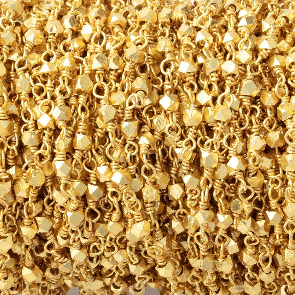 2mm 22kt Gold plated Copper Faceted Nuggets on Gold plated Chain (ONLINE ORDER ONLY)