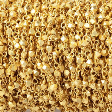 2mm 22kt Gold plated Copper Faceted Nuggets on Gold plated Chain (ONLINE ORDER ONLY)