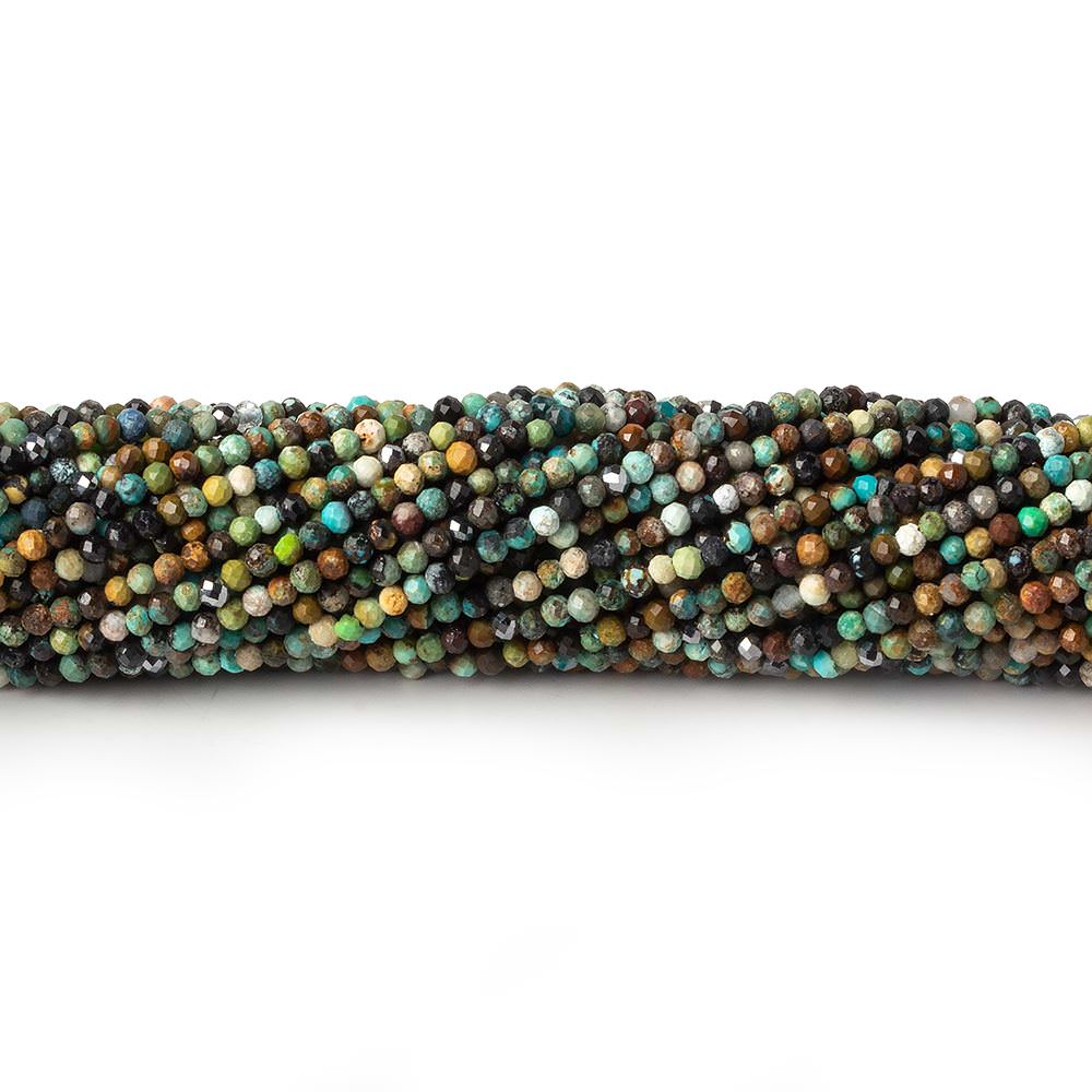 2mm African Turquoise & Hematite micro faceted rounds 15.5 inch 245 beads (ONLINE ORDER ONLY)