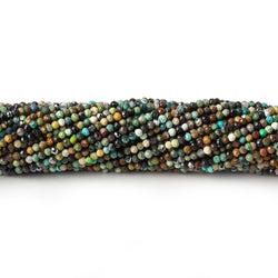 2mm African Turquoise & Hematite micro faceted rounds 15.5 inch 245 beads (ONLINE ORDER ONLY)