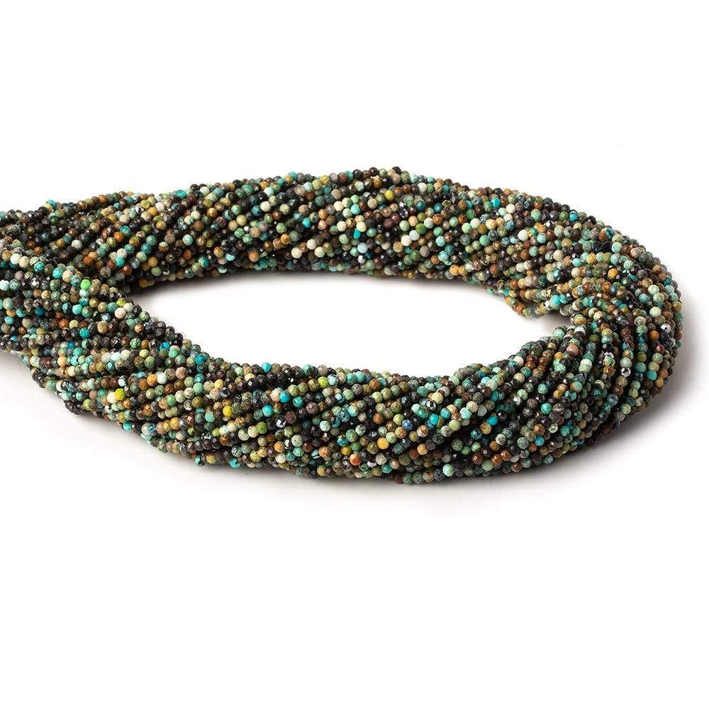 2mm African Turquoise & Hematite micro faceted rounds 15.5 inch 245 beads (ONLINE ORDER ONLY)