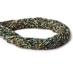 2mm African Turquoise & Hematite micro faceted rounds 15.5 inch 245 beads (ONLINE ORDER ONLY)