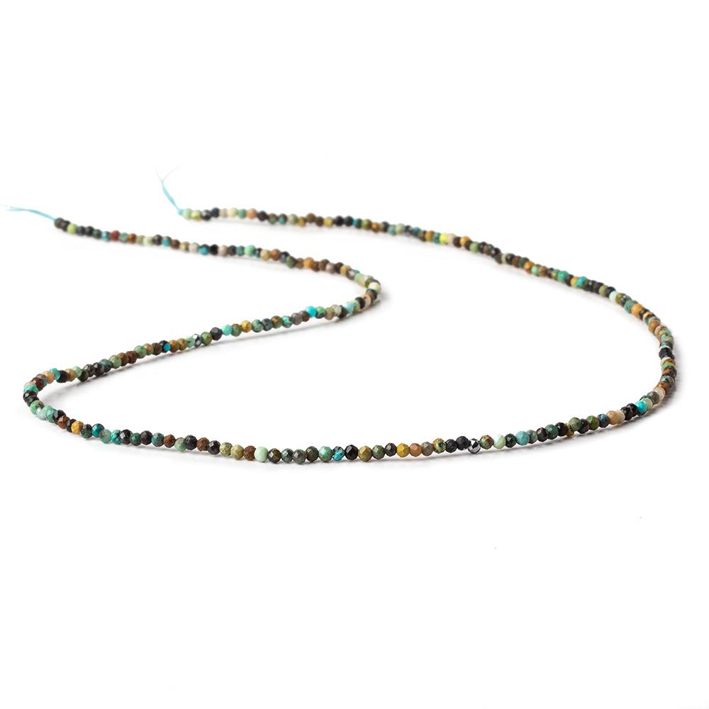 2mm African Turquoise & Hematite micro faceted rounds 15.5 inch 245 beads (ONLINE ORDER ONLY)