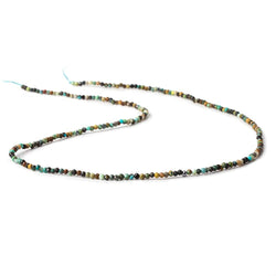 2mm African Turquoise & Hematite micro faceted rounds 15.5 inch 245 beads (ONLINE ORDER ONLY)