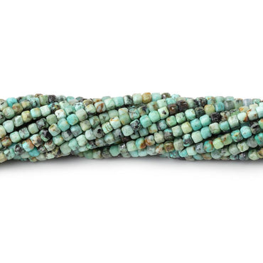2mm African Turquoise Micro Faceted Cube 12.5 inch 140 Beads (ONLINE ORDER ONLY)