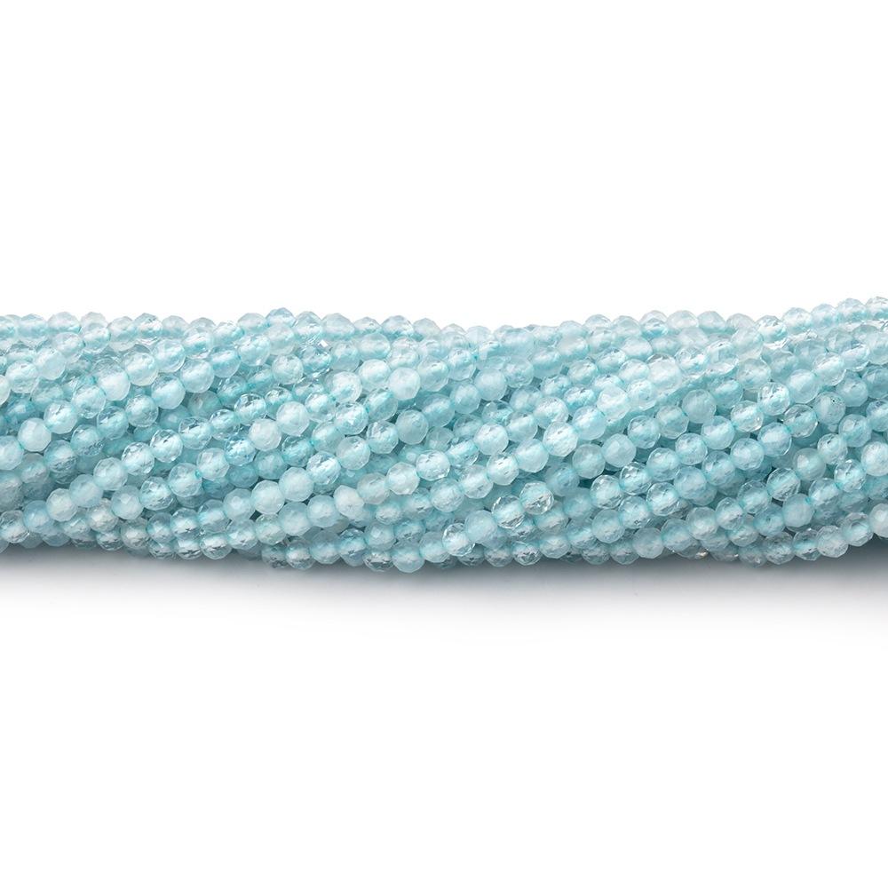 2mm Aquamarine Micro Faceted Round Beads 12.5 inch 157 pieces (ONLINE ORDER ONLY)