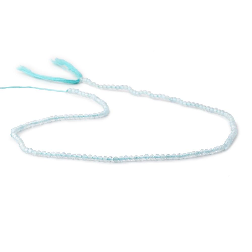 2mm Aquamarine Micro Faceted Round Beads 12.5 inch 157 pieces (ONLINE ORDER ONLY)