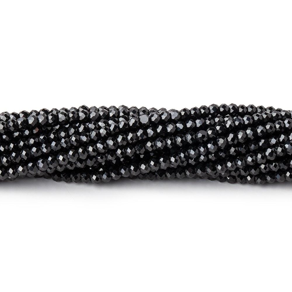 2mm Black Spinel Micro Faceted Rondelle Beads 12.5 inch 178 pieces AAA (ONLINE ORDER ONLY)